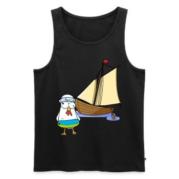 Hühner Matrosen Boot Meer See Segelboot Ahoi Kind - Männer Premium Bio Tank Top - Schwarz - Vorne - Michal (187cm)