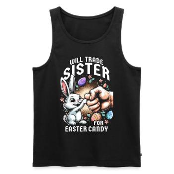 Will Trade Sister For Easter Candy - Men's Premium Organic Tank Top - black - Front - AI Model Male 178 light (178cm)