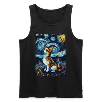 Corgi Starry Night - Männer Premium Bio Tank Top - Schwarz - Vorne - AI Model Male 178 light (178cm)