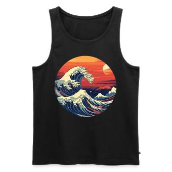 Große Welle The Great Wave Kanagawa - Men's Premium Organic Tank Top - black - Front - AI Model Male 178 light (178cm)