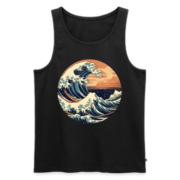 Große Welle The Great Wave Kanagawa - Men's Premium Organic Tank Top - black - Front - AI Model Male 178 light (178cm)