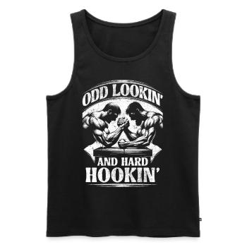 Bras De Fer À La Recherche Étrange Et Dur Hookin - Débardeur bio Premium Homme - noir - Devant - Michal (187cm)