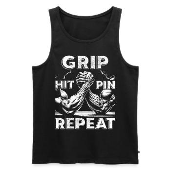 Bras de fer Bras de fer Hit Pin Repeat - Débardeur bio Premium Homme - noir - Devant - Michal (187cm)