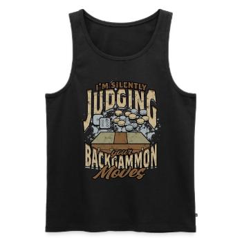 Je suis en train de juger silencieusement vos mouvements de backgammon - Débardeur bio Premium Homme - noir - Devant - Michal (187cm)