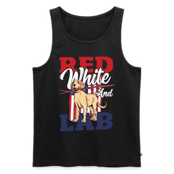 4th Of July Red Stripes American Flag Labrador - Men's Premium Organic Tank Top - black - Front - AI Model Male 178 light (178cm)