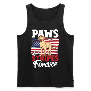 Black Lab Dog Holding July 4th Patriotic USA Flag - Men's Premium Organic Tank Top - black - Front - AI Model Male 178 light (178cm)