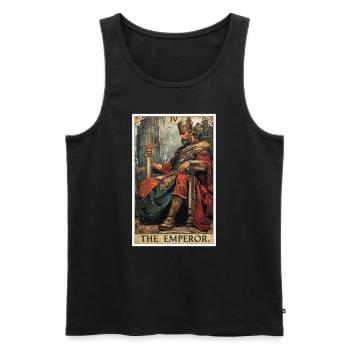 Carte de tarot L’Empereur Le Souverain - Débardeur bio Premium Homme - noir - Devant - AI Model Male 178 light (178cm)
