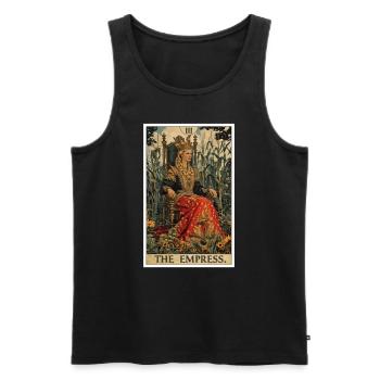 Carte de Tarot L’Impératrice Le Souverain - Débardeur bio Premium Homme - noir - Devant - AI Model Male 178 light (178cm)