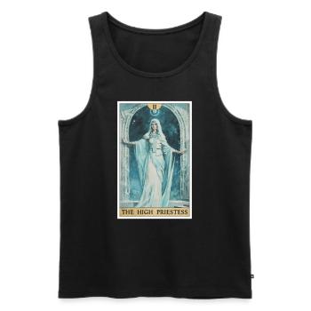 Carte de Tarot La Grande Prêtresse La Grande Prêtresse - Débardeur bio Premium Homme - noir - Devant - Michal (187cm)