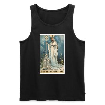 Carte de Tarot La Grande Prêtresse La Grande Prêtresse - Débardeur bio Premium Homme - noir - Devant - Michal (187cm)