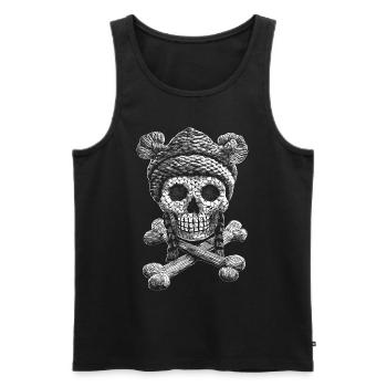 Fans de baskets rétro : Skull & Bones Chemise vintage - Débardeur bio Premium Homme - noir - Devant - Michal (187cm)