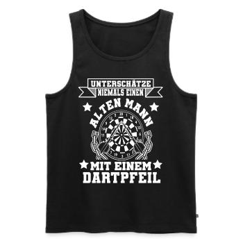 Unterschätze Niemals Einen Alten Mann Darten Darts - Männer Premium Bio Tank Top - Schwarz - Vorne - Michal (187cm)