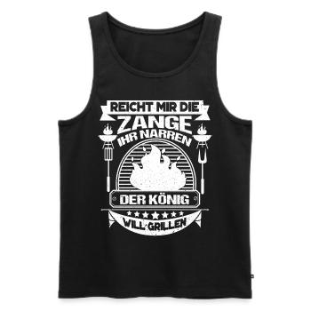 Reicht Mir Die Zange Der König Will Grillen - Männer Premium Bio Tank Top - Schwarz - Vorne - AI Model Male 178 light (178cm)