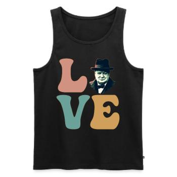 LIEBE Winston Churchill Britisch - Männer Premium Bio Tank Top - Schwarz - Vorne - Michal (187cm)