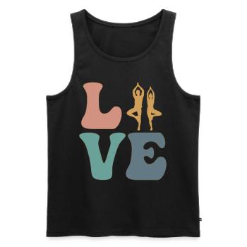 LOVE Yoga Yogi - Men's Premium Organic Tank Top - black - Front - AI Model Male 178 light (178cm)