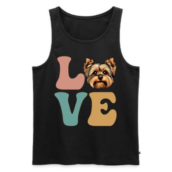 LOVE Yorkshire Terrier chien Yorkie - Débardeur bio Premium Homme - noir - Devant - Michal (187cm)