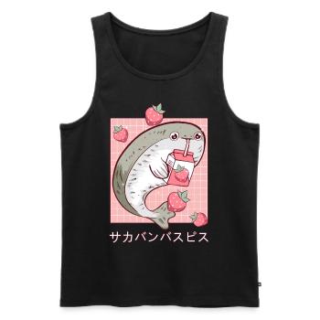 Sacambaspis Ancient Fish Kawaii Japanese Strawberry - Men's Premium Organic Tank Top - black - Front - Michal (187cm)