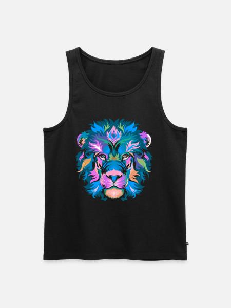 Löwe Löwen Löwenkopf - Männer Premium Bio Tank Top - Schwarz