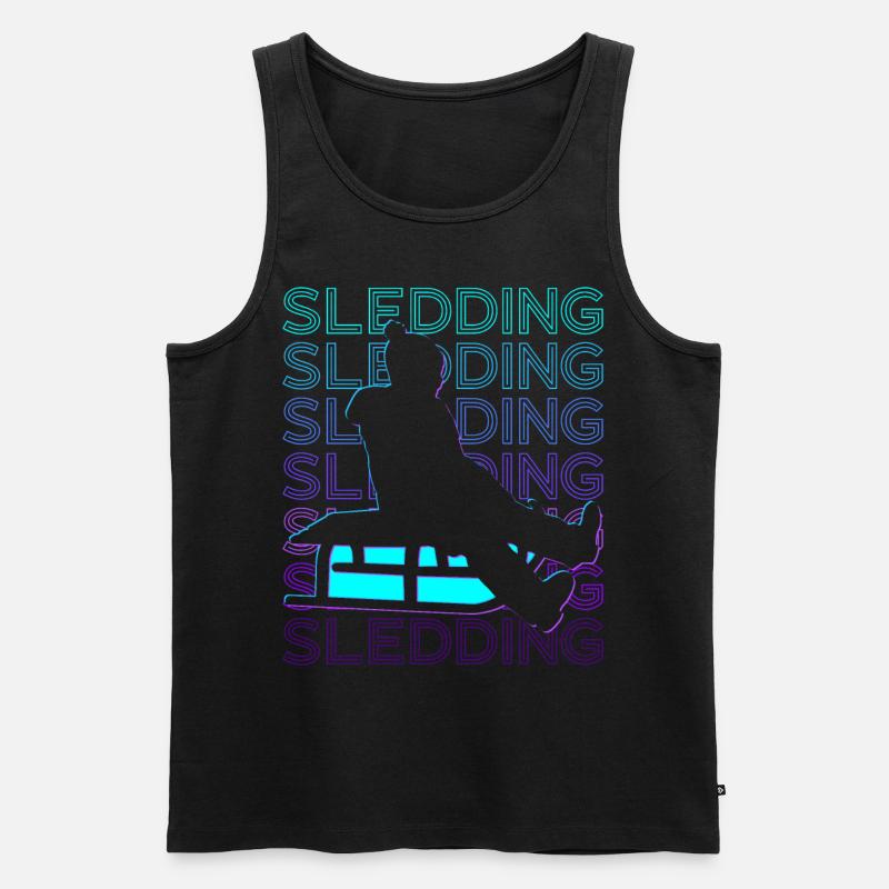 Schlittenfahren Mushing Schlitten Retro - Männer Premium Bio Tank Top - Schwarz