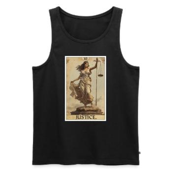 Cartes de tarot Carte de tarot Justice Justice - Débardeur bio Premium Homme - noir - Devant - Michal (187cm)