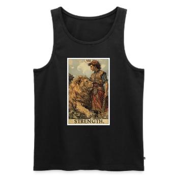 Tarotkarten Tarotkarte Strength Kraft - Männer Premium Bio Tank Top - Schwarz - Vorne - AI Model Male 178 light (178cm)