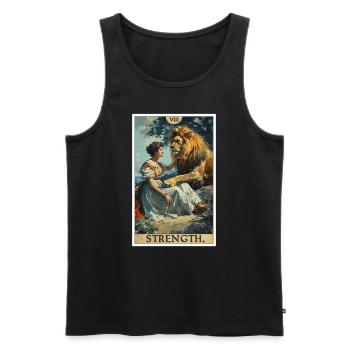 Tarotkarten Tarotkarte Strength Kraft - Männer Premium Bio Tank Top - Schwarz - Vorne - AI Model Male 178 light (178cm)