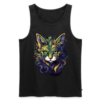 Feline Cat Mardi Gras Vintage Masquerade Carnival - Männer Premium Bio Tank Top - Schwarz - Vorne - AI Model Male 178 light (178cm)