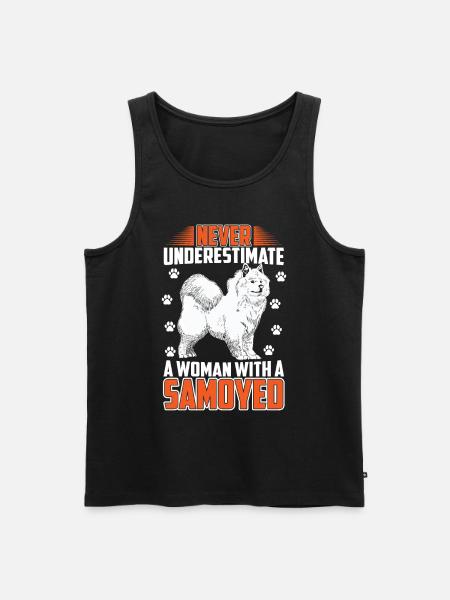 Frau mit Samojede Schlittenhund - Männer Premium Bio Tank Top - Schwarz