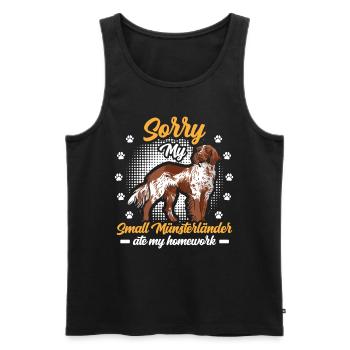 Kleiner Münsterländer Hausaufgaben Spruch - Männer Premium Bio Tank Top - Schwarz - Vorne - AI Model Male 178 light (178cm)