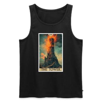 Tarotkarten Tarotkarte The Tower Der Turm - Männer Premium Bio Tank Top - Schwarz - Vorne - Michal (187cm)