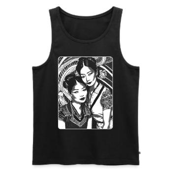 Fière tradition chinoise : Chemise Portrait de femme - Débardeur bio Premium Homme - noir - Devant - Michal (187cm)