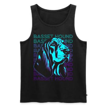 Basset Hound Chien Rétro - Débardeur bio Premium Homme - noir - Devant - Michal (187cm)
