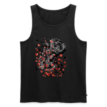 Cane Corso Hund mit Herzen für Cane Corso - Männer Premium Bio Tank Top - Schwarz - Vorne - Michal (187cm)