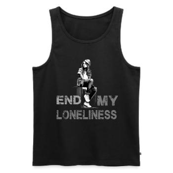 Slogon für Frauen Beende meine Einsamkeit - Männer Premium Bio Tank Top - Schwarz - Vorne - Michal (187cm)