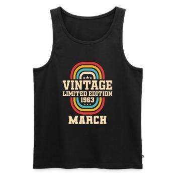 61. Geburtstag März Jahrgang 1963 Geschenkidee - Männer Premium Bio Tank Top - Schwarz - Vorne - Michal (187cm)