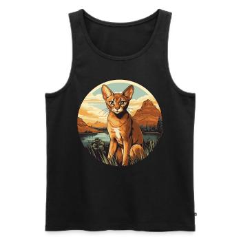 Chat d’Abyssinie Abessinierkatze - Débardeur bio Premium Homme - noir - Devant - Michal (187cm)