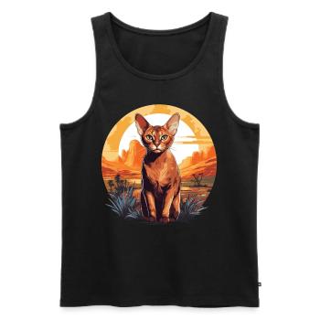 Chat d’Abyssinie Abessinierkatze - Débardeur bio Premium Homme - noir - Devant - Michal (187cm)