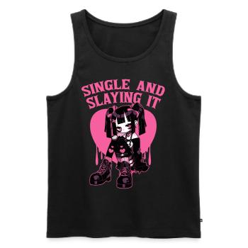 Single And Slaying It Proud Emo Girl Valentines Da - Männer Premium Bio Tank Top - Schwarz - Vorne - Michal (187cm)