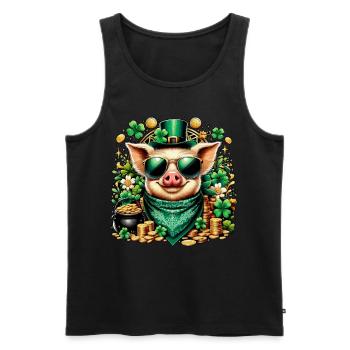 Cool pig with shamrock - Men's Premium Organic Tank Top - black - Front - Michal (187cm)