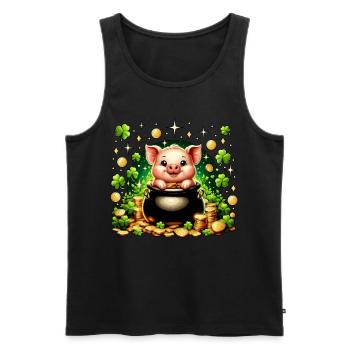 Lucky Pig - Men's Premium Organic Tank Top - black - Front - AI Model Male 178 light (178cm)