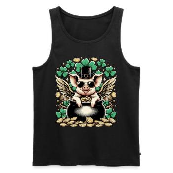 Glücksschwein Silvester Neujahr - Männer Premium Bio Tank Top - Schwarz - Vorne - AI Model Male 178 light (178cm)
