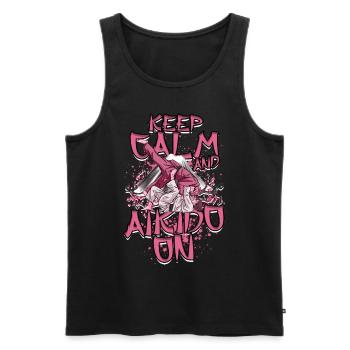 Keep Calm And Aikido On Aikidoka - Men's Premium Organic Tank Top - black - Front - AI Model Male 178 light (178cm)