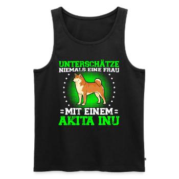 Akita Inu Japanese wife with Akita Inu - Men's Premium Organic Tank Top - black - Front - Michal (187cm)