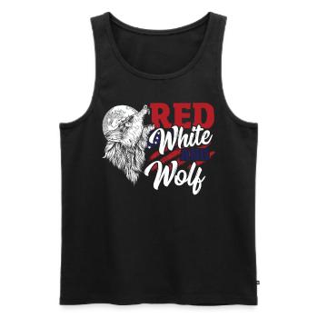 Wild Happy 4th Of July USA Howling Wolves under - Men's Premium Organic Tank Top - black - Front - AI Model Male 178 light (178cm)