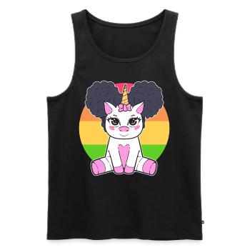 Schwarzes Mädchen Niedliches Einhorn Afro Haar - Männer Premium Bio Tank Top - Schwarz - Vorne - AI Model Male 178 light (178cm)