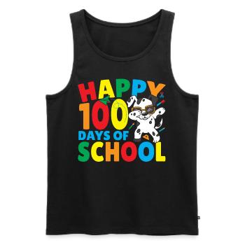 Joyeux 100 jours d’école 100e jour Dalmatiens - Débardeur bio Premium Homme - noir - Devant - AI Model Male 178 light (178cm)