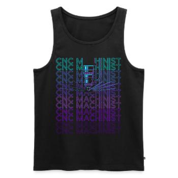 CNC Processor Machine Operator Retro - Men's Premium Organic Tank Top - black - Front - AI Model Male 178 light (178cm)