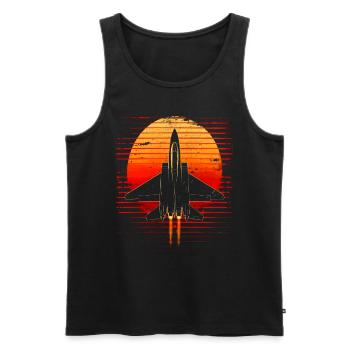 Retro Vintage Jet Fighter Airplane Airplane Pilot Airplane - Men's Premium Organic Tank Top - black - Front - Michal (187cm)