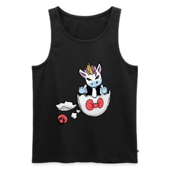Einhorn Geburt Schwangerschaft Schwanger Baby Ei - Männer Premium Bio Tank Top - Schwarz - Vorne - Michal (187cm)