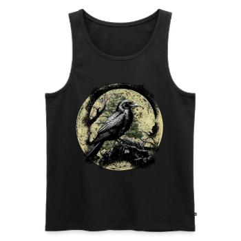 Lune, Corbeau, Corbeau, Oiseau, Occulte, Spirituel - Débardeur bio Premium Homme - noir - Devant - Michal (187cm)